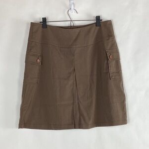 Christopher Banks Stretch Brown Knee Length Thick Skirt with Pockets